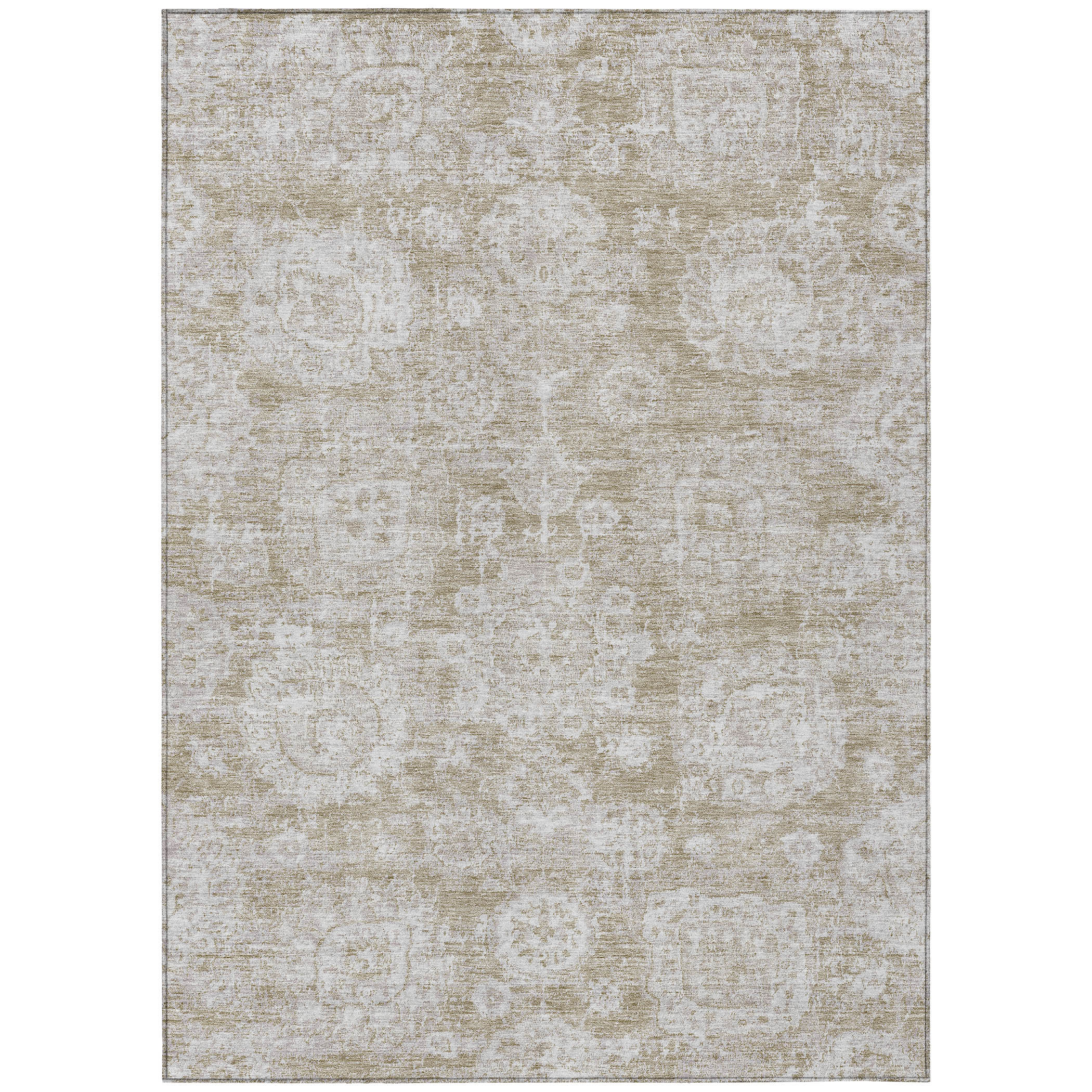 HomeRoots 3' X 5' Tan Floral Washable Indoor Outdoor Area Rug